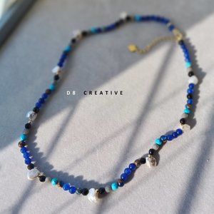 New fire agate with freshwater pearl and 14k gold filled choker necklace